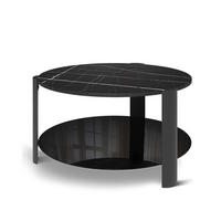 COUCHTISCH Navo, Schwarzer Marmor/Schwarz, 80 x 80 cm - Schwarz Hochglanz/Schwarz, Holzwerkstoff (80/80/43.5cm) - Vicco