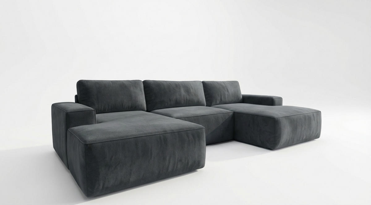 ECKSOFA EINAR 362 cm x 170 cm – Stoff: CASABLANCA Graphit 15 Farbe: Dunkelgrau - Dunkelgrau, Textil (362/170cm) - A&J MöbelLand