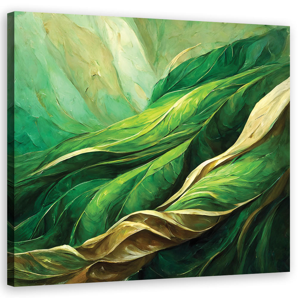WANDBILD abstrakte blätter grün - Grün, Textil (50/50cm) - Feeby