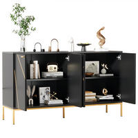 SIDEBOARD TV-Schrank Design Schwarz Gold 150x40x80cm - Schwarz, Holzwerkstoff (40/80/150cm) - FLIEKS