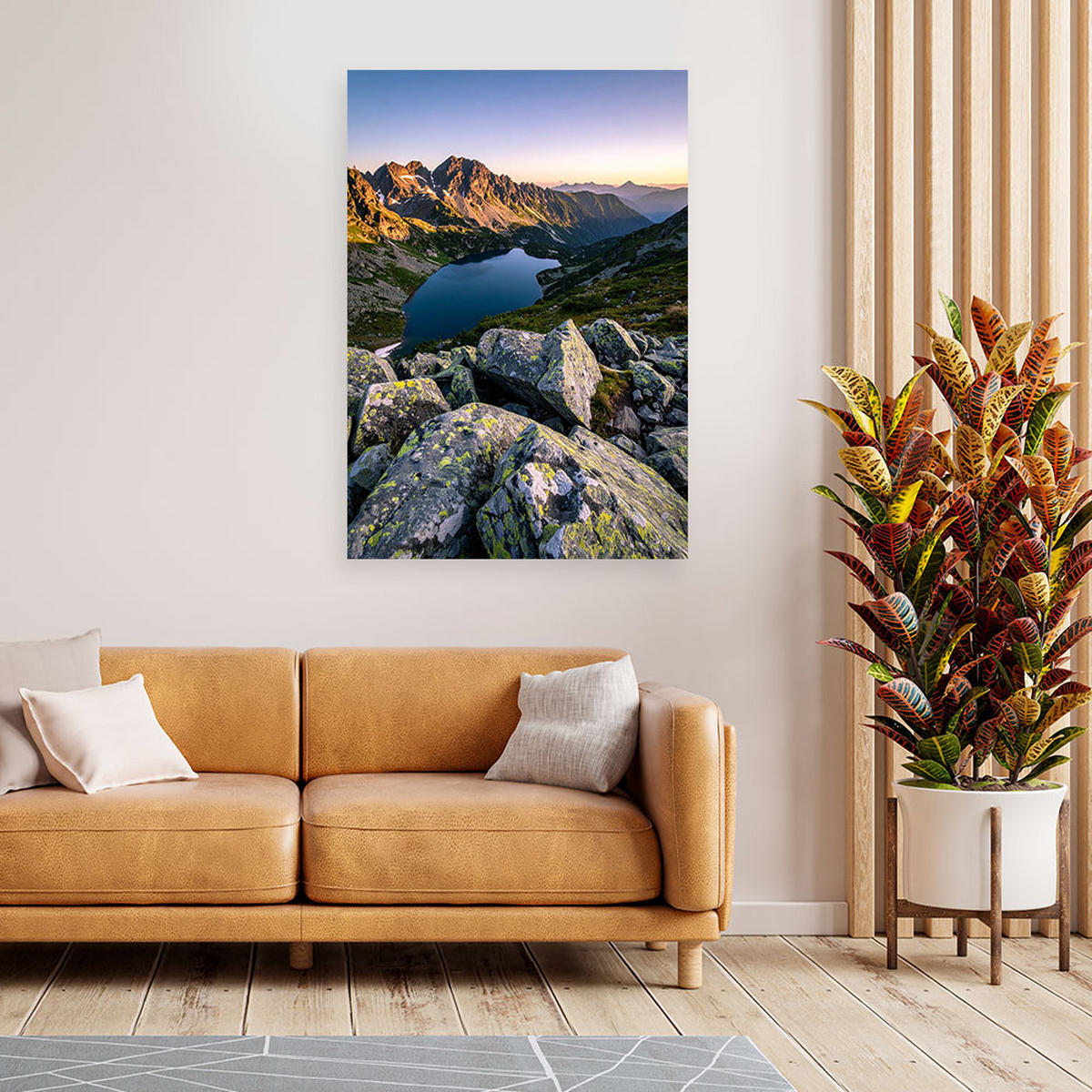 LEINWANDBILD Landschaft See Berge Natur 80x120cm - Grau, Textil (80/120cm) - Feeby