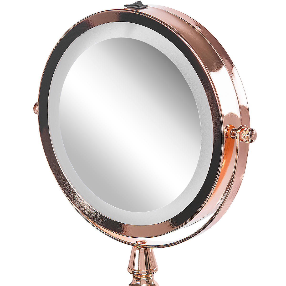 KOSMETIKSPIEGEL roségold mit LED-Beleuchtung 18 cm Maury - Roségold, Metall (18/37/12cm) - Beliani