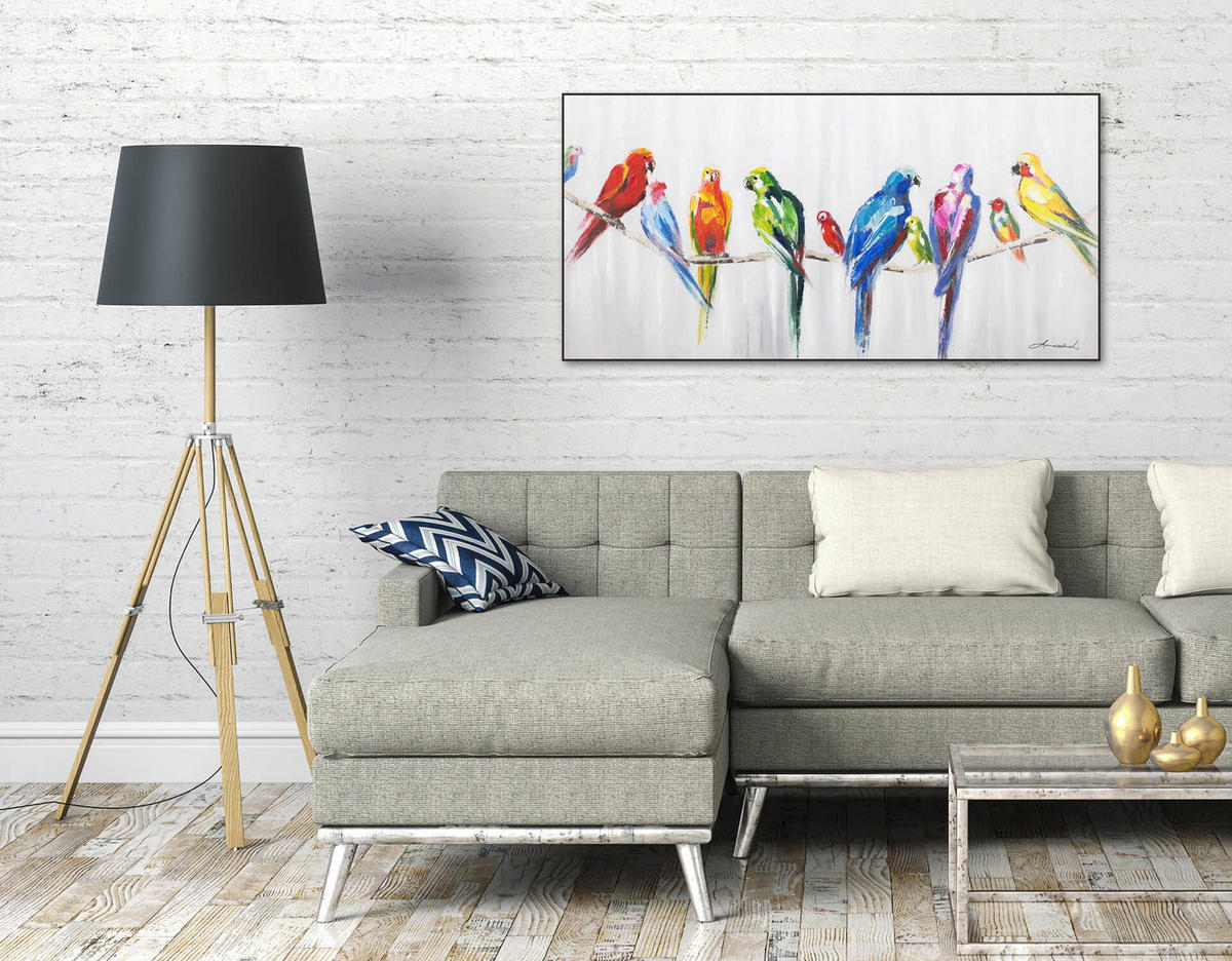 ACRYLBILD HANDGEMALT 120/60 cm - Multicolor/Weiß, Holz/Textil (120/60cm) - KUNSTLOFT