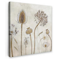 LEINWANDBILD Blumen - Aquarell - Stilleben - Braun - Vintage 90x90 cm - Beige, Textil (90/90cm) - MuchoWow