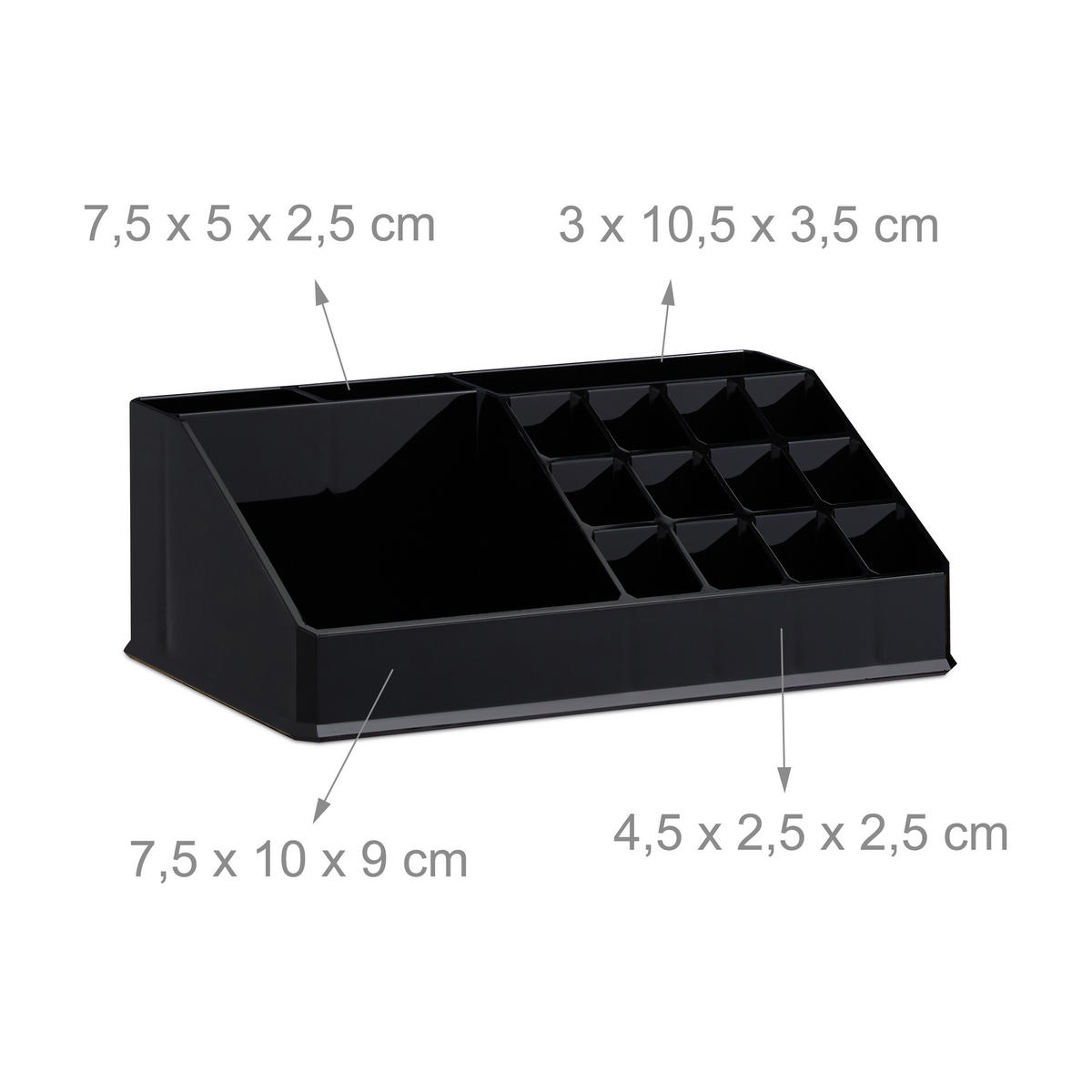MAKEUP Organizer - Schwarz, Kunststoff (24/30/14cm) - Relaxdays