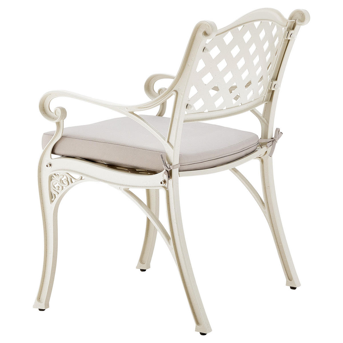 GARTENSTUHL 2er-Set aus Aluguss in Creme Einfache Montage Leicht zu reinigen 56 cm B x 55 cm T x 82,5 cm H - Creme, Metall (56/82.5/55cm) - Livingandhome