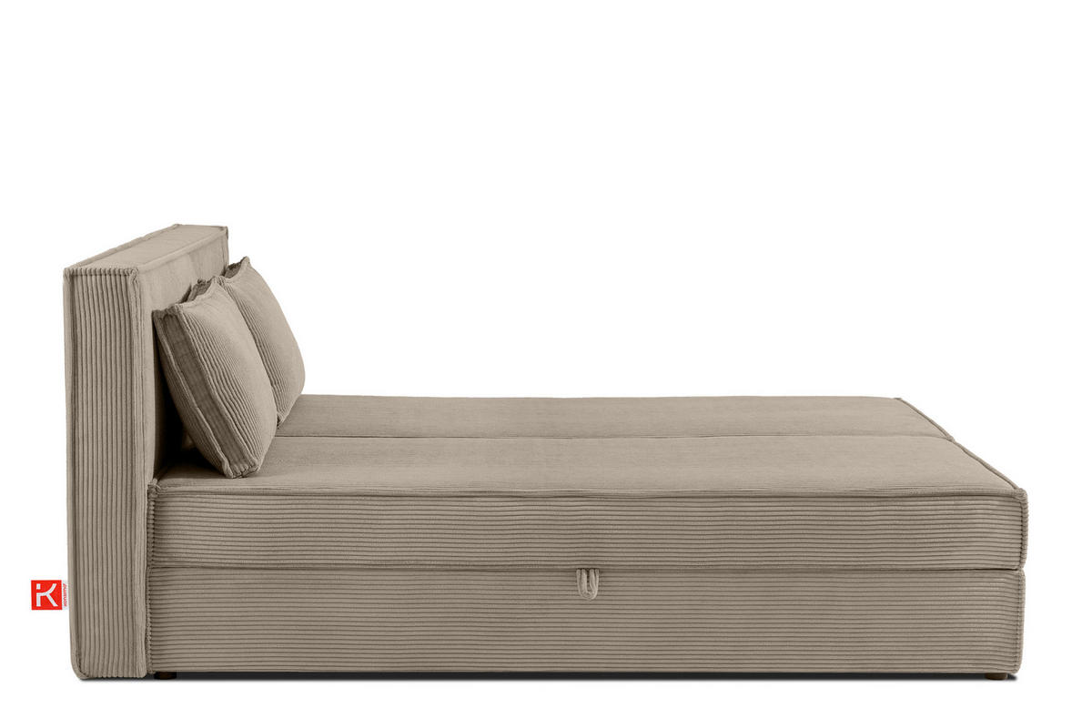BOXSPRINGBETT ROTI mit Stauraum, beige - Beige/Schwarz, Holz/Holzwerkstoff (180/200cm) - KONSIMO®