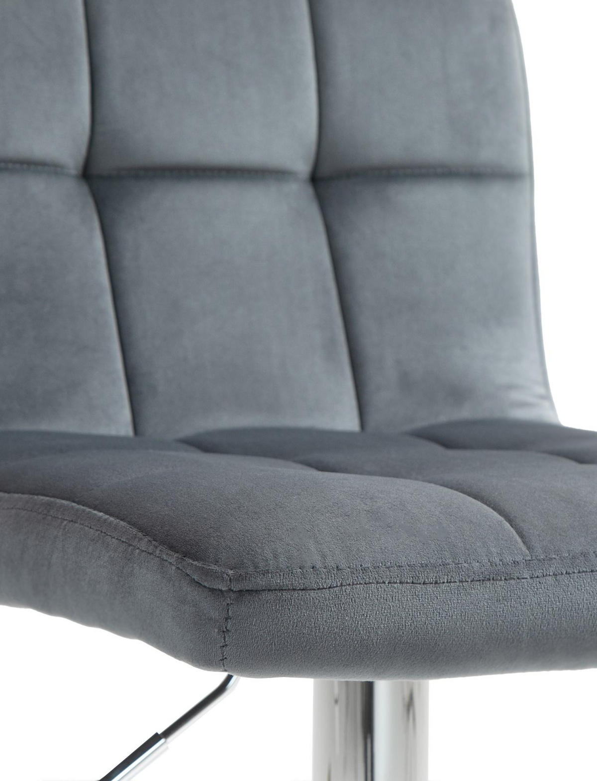 BARHOCKER Samt dunkelgrau - Chromfarben/Dunkelgrau, Textil/Metall (46/94/47cm) - CLP