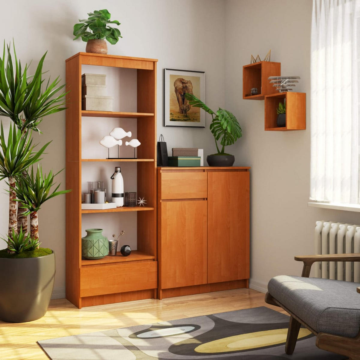 STANDREGAL Erlefarben 180/60/35 - Erlefarben, Holzwerkstoff (60/180/35cm) - RAUMHIRSCH FURNITURE