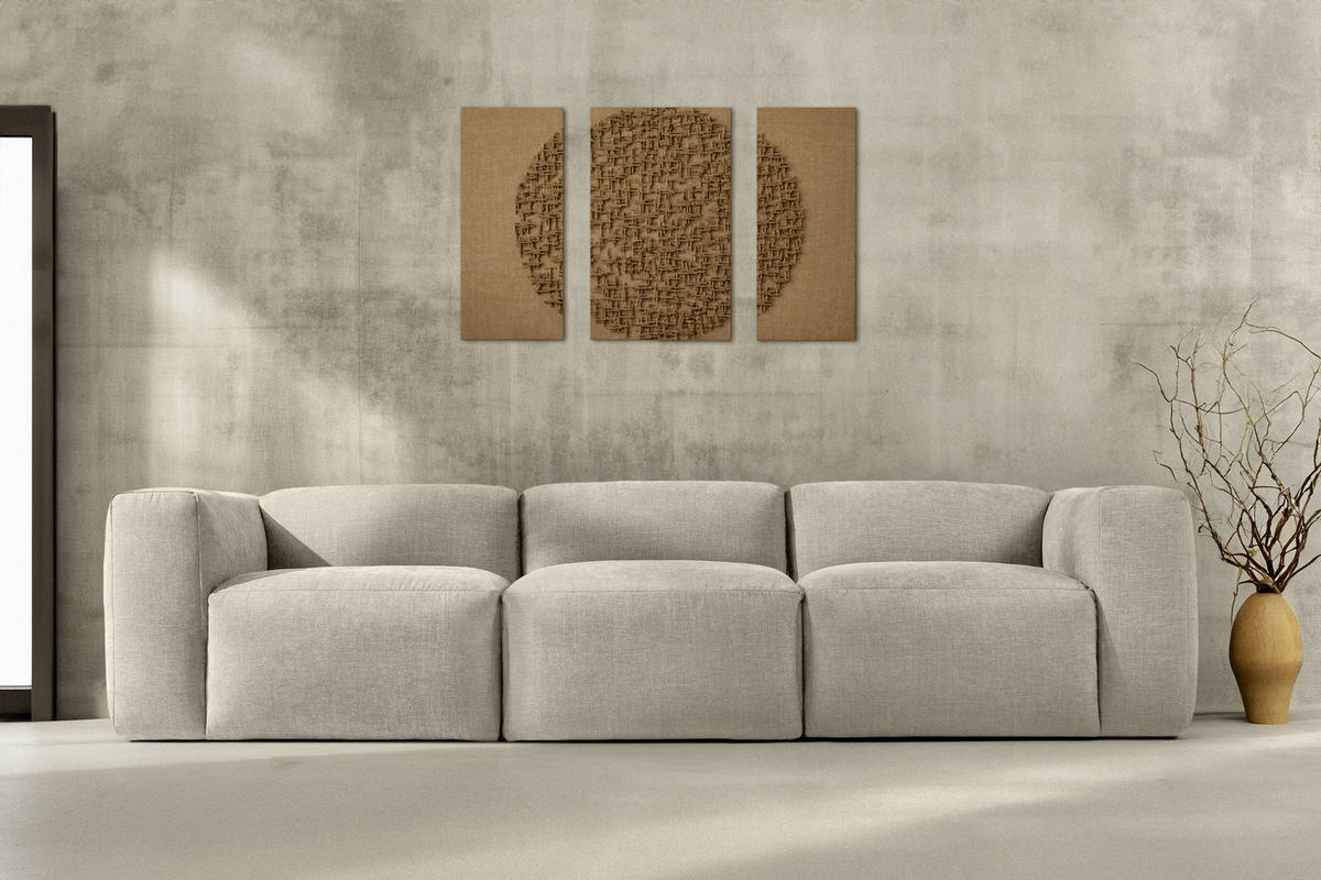3-SITZER-MODULSOFA BUFFO mit extrem weicher und bequemer Sitzfläche, Gewebestoff, ecru - Ecru, Textil (290/73/96cm) - KONSIMO®