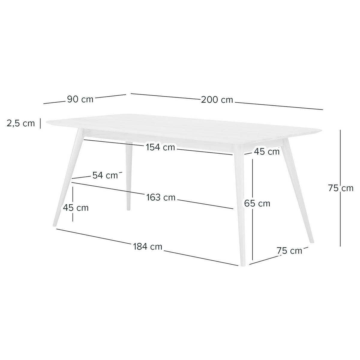 MASSIVER ESSTISCH - Massivholz - Eschefarben, Holz (90/200/75cm) - home24