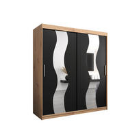 SCHWEBETÜRENSCHRANK 200/180/62 2-türig - Silberfarben/Schwarz, Holz/Kunststoff (180/200/62cm) - Abiks Möbel