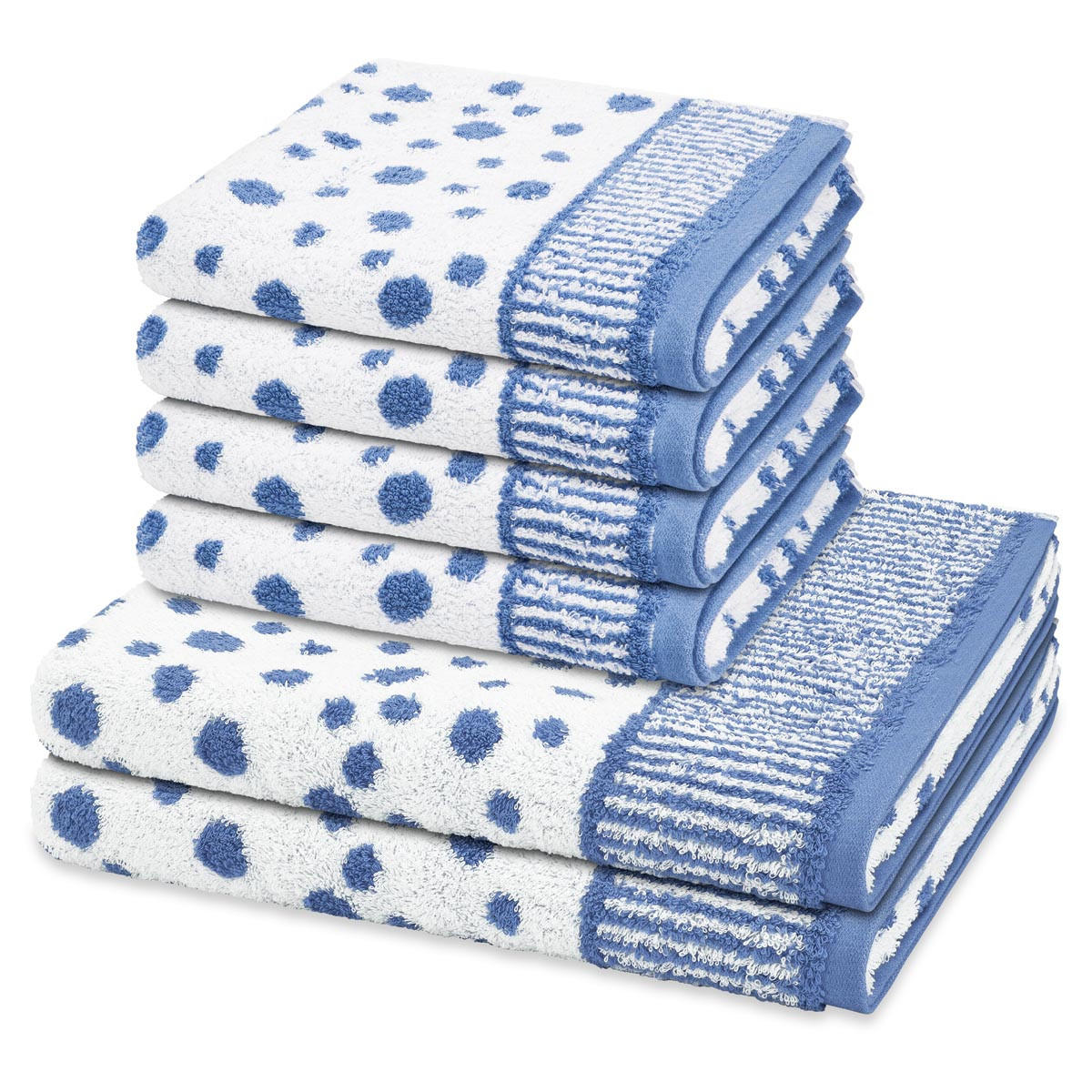 FROTTIERSET Punkte allover 6-teilig - Blau, Textil (50/100cm) - Ross