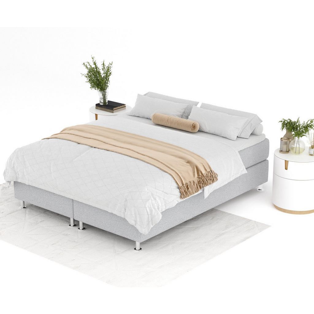 Thumbnail - Maison de Reve Boxspringbett, Hellgrau, Textil, Buche, Kiefer, H3, Höhe ca. 21 cm, 180x200 cm, FSC 100%, Made in EU, Oek...