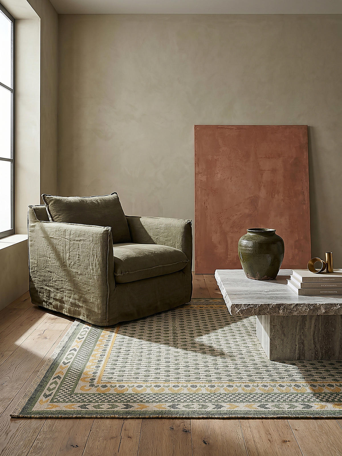 JUTETEPPICH CAM, im Boho-Stil, Grün-Gelb, 120 x 170 cm - Grün, Textil (120/170cm) - KADIMA DESIGN
