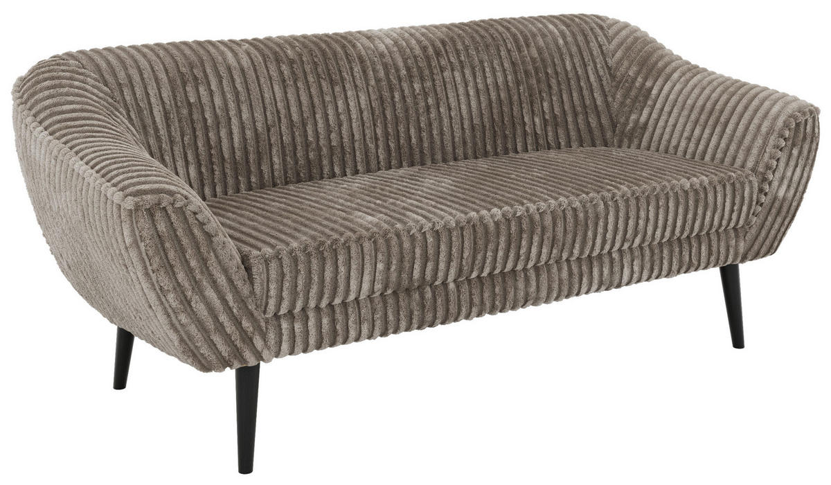 3-SITZER-SOFA PIRS - Hellbraun Cord - Schwarze Beine - Hellbraun/Schwarz, Holzwerkstoff/Textil (180/75/74cm) - MKS