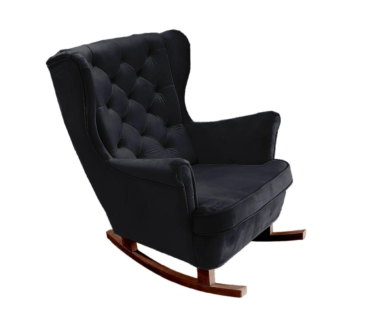 SCHAUKELSESSEL mit gepolstertem Sitz und Armlehnen, 102x81x95 cm, Schwarz_29862 - Anthrazit/Braun, Holz/Textil (81/102/95cm) - DomoHome