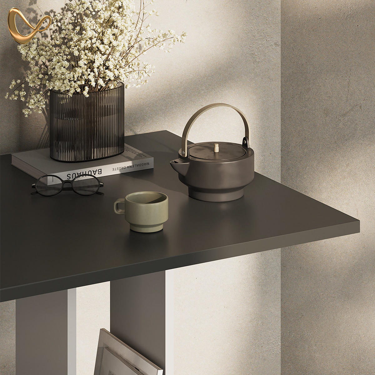 BARTISCH Regusa Weiß/Anthrazit 65 x 65 cm - Anthrazit/Weiß, Holzwerkstoff (65/65/106cm) - Livinity®