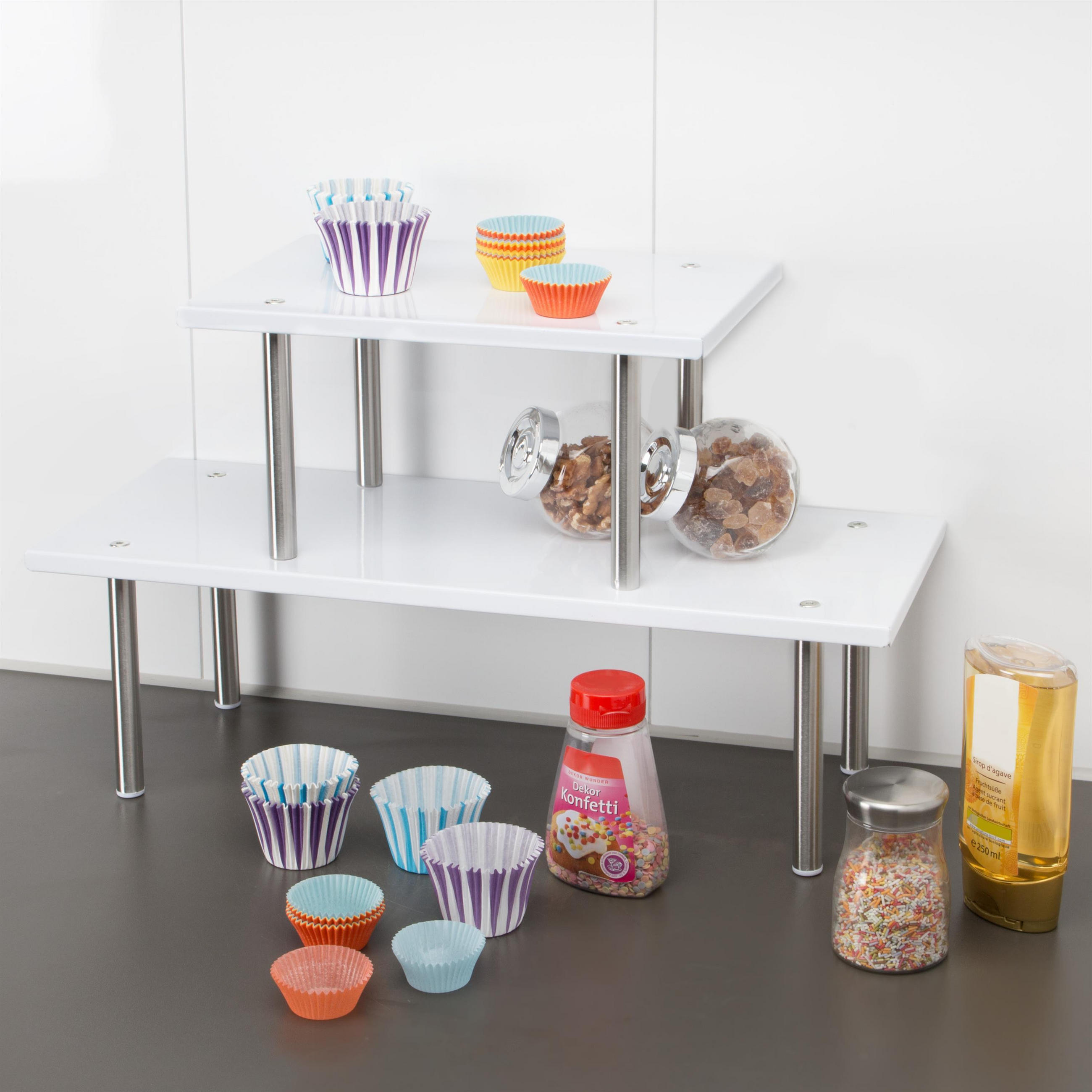 KÜCHENREGAL, weiß, Metall, Edelstahl, Kunststoff - Weiß, Metall (50/19/30cm) - bremermann