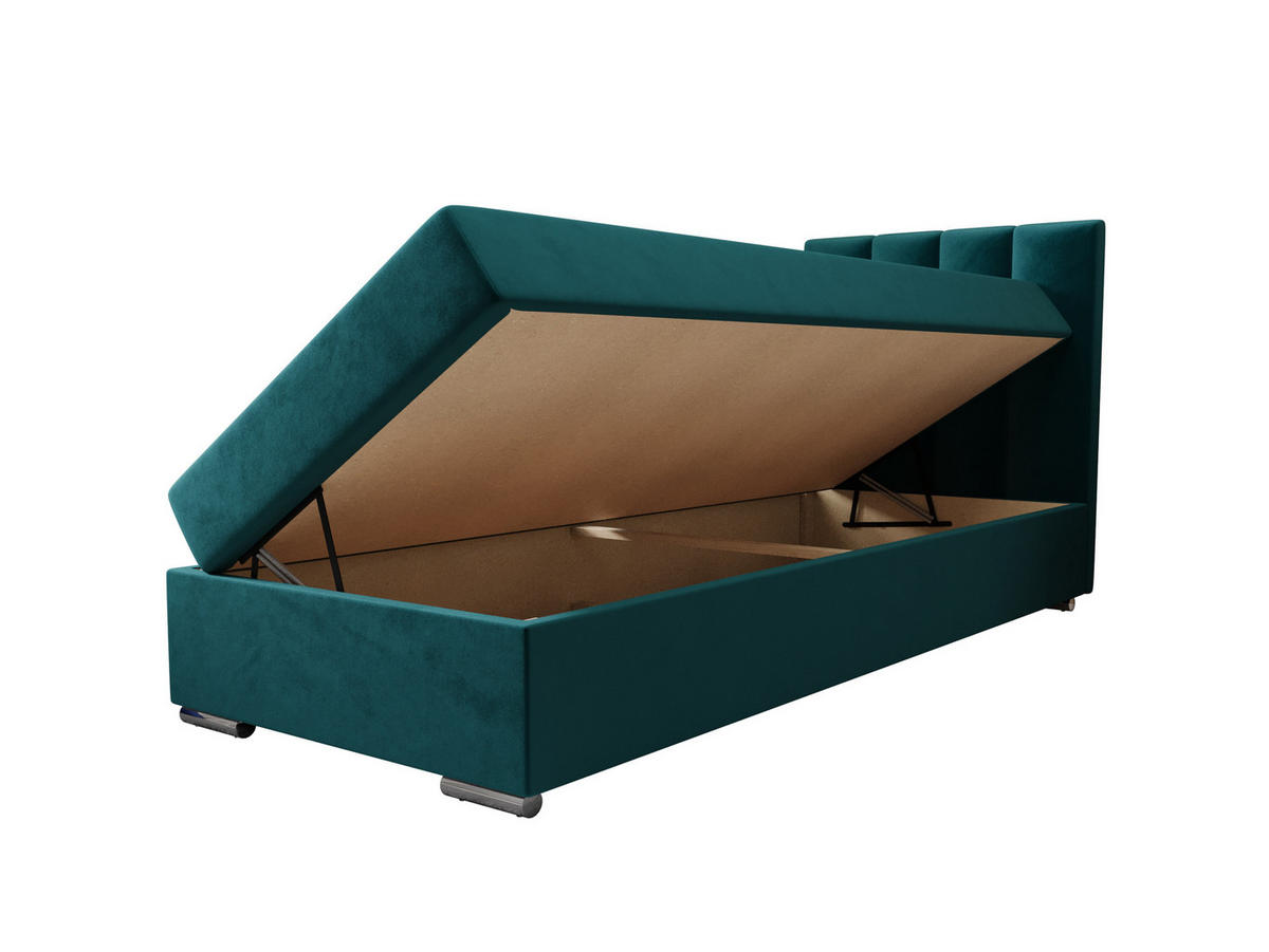 BOXBETT ZILANO 2 mit Matratze H3 und Topper 90x200 Itaka 39 - Blau, Holz/Textil (90/200cm) - Bedante