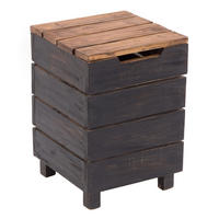 WÄSCHEKORB STORAGE 50 Massivholz, klappbarer Deckel 04 schwarz-natur - Graubraun, Holz (35/50/35cm) - DESIGN DELIGHTS