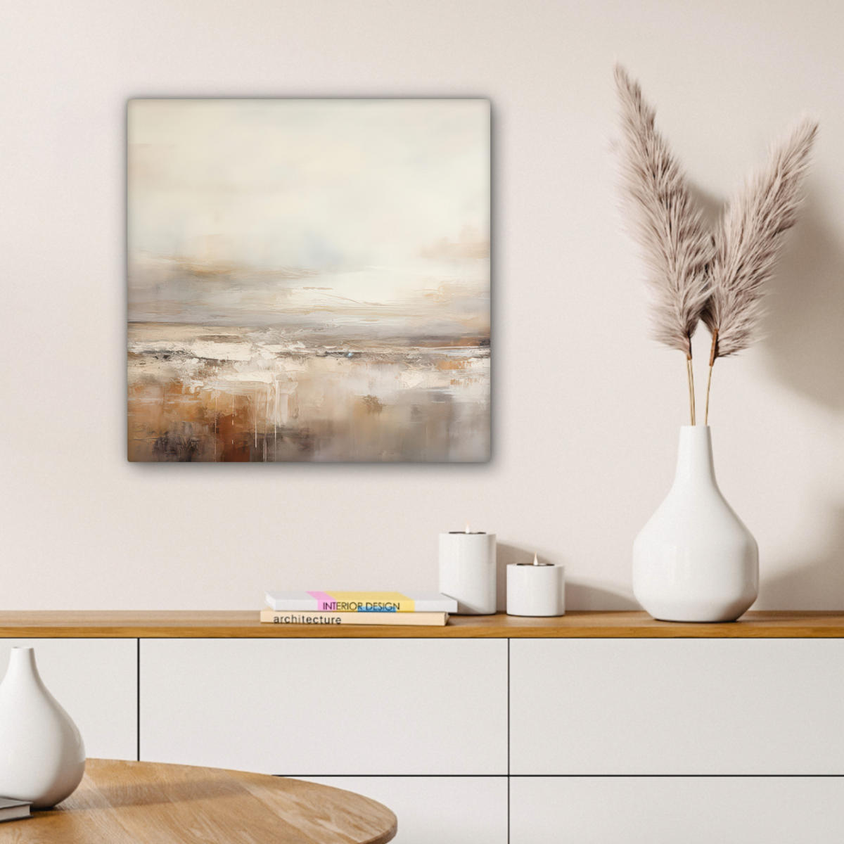 LEINWANDBILD - Kunst - Industriell - Grau - Braun - Abstrakt - 50x50 - Room Decor - Sandfarben, Textil (50/50cm) - MuchoWow
