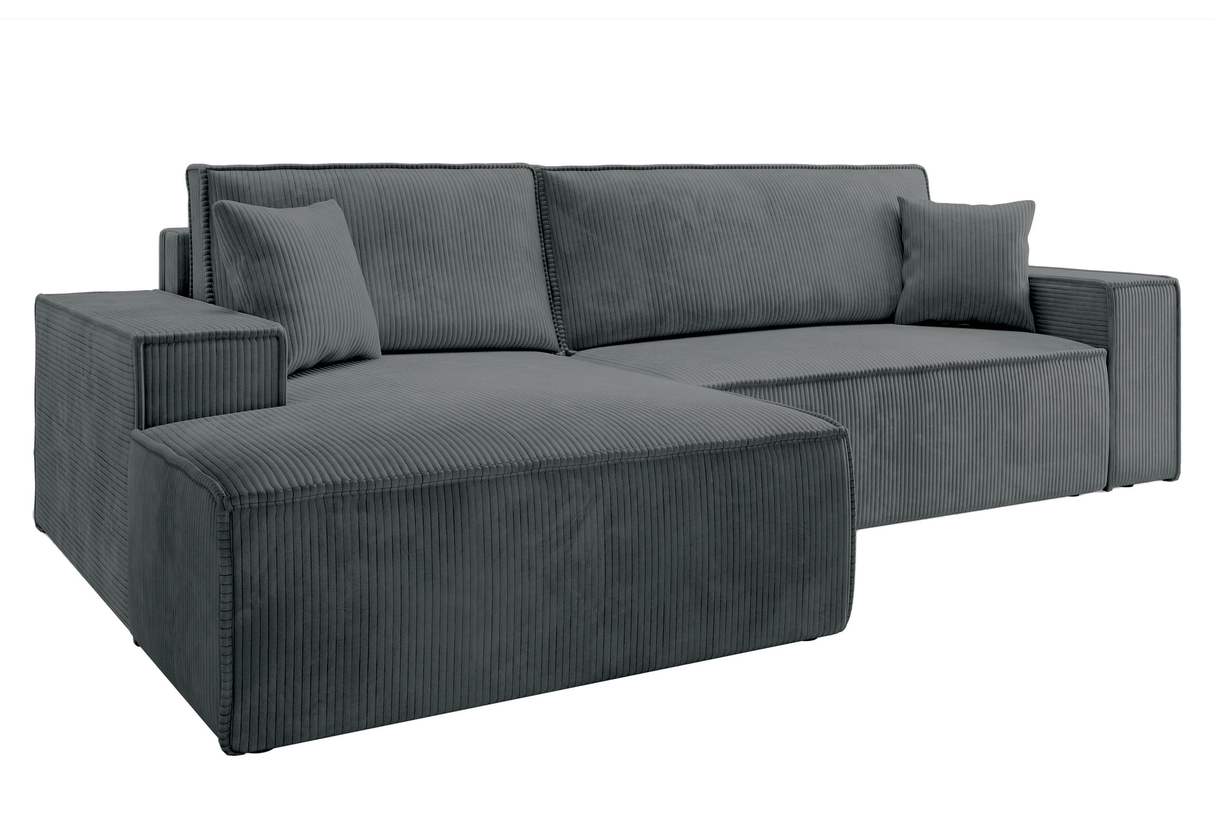 ECKSOFA Farese Grau Cordbezug - Schwarz/Grau, Kunststoff/Textil (267/167cm) - Selsey