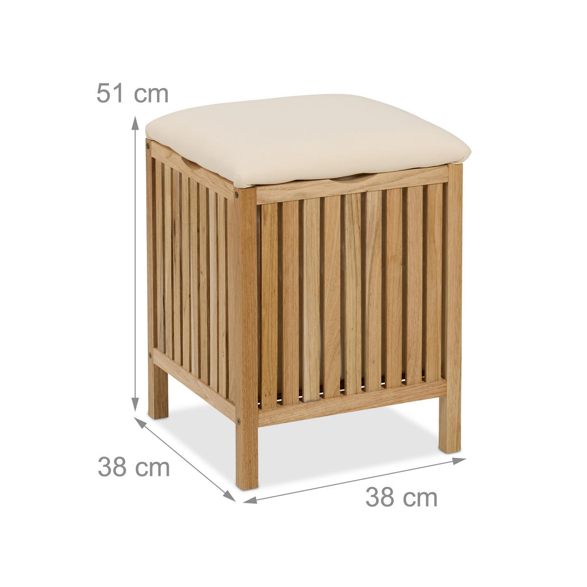 WÄSCHEKORB - Hellbraun, Holz/Textil (38/51/38cm) - Relaxdays
