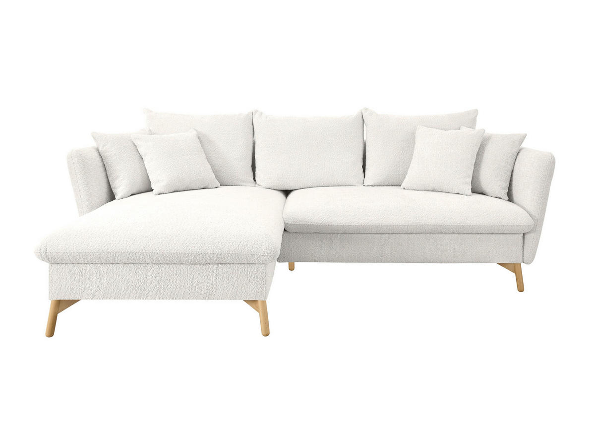 ECKSOFA S11 Ambriamo Weiß 258/91/167 cm Recamiere links - Weiß, Textil (167/258cm) - Livojo
