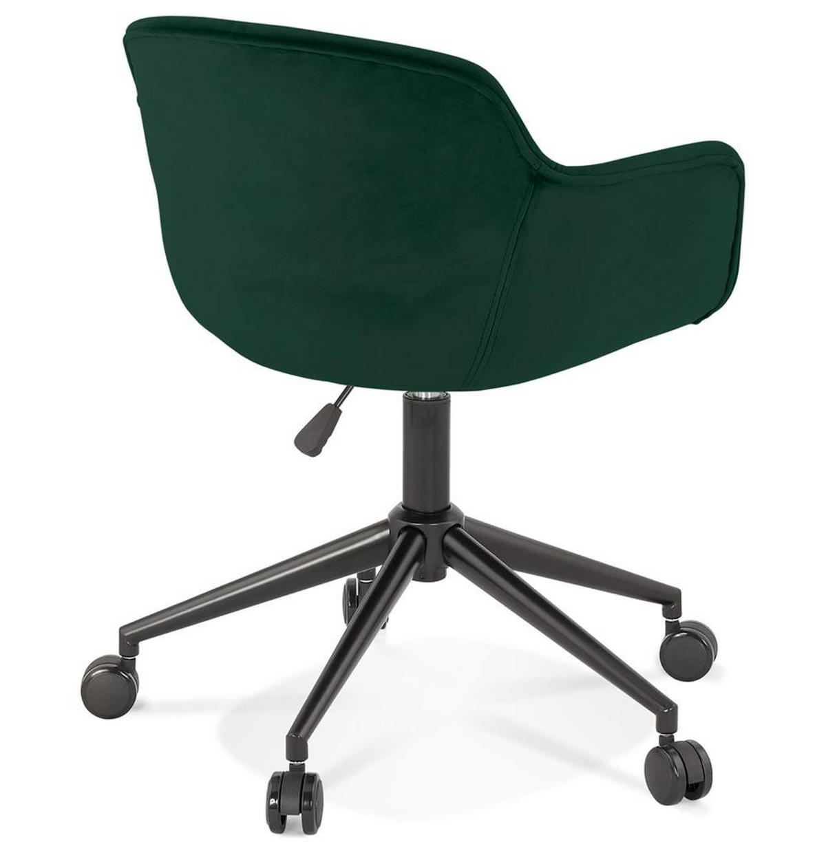 BÜROSTUHL Samt mit Rollen, 360° drehbar und höhenverstellbar PILANO, Grün 54x59x80 cm - Schwarz/Grün, Textil/Metall (59/80/54cm) - KADIMA DESIGN