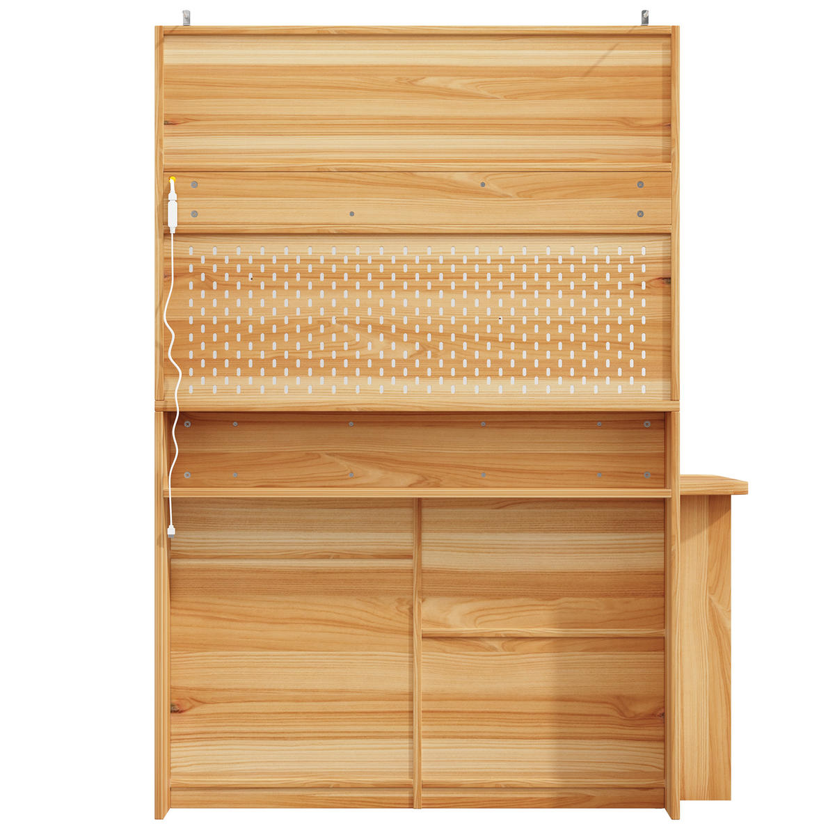 HIGHBOARD DE-38381 137/74/177 cm mit Schreibtisch und LED-Beleuchtung Naturbraun - Naturfarben, Holzwerkstoff (74/137/177.7cm) - ComfortXL