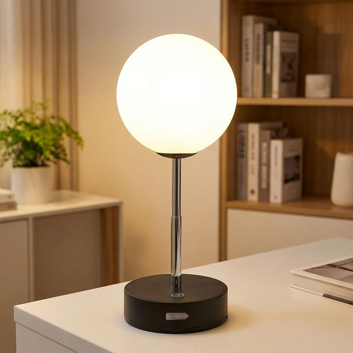 LED TISCHLEUCHTE Edelstahl Schwarz - Schwarz, Metall (12/12/28cm) - Globo Lighting