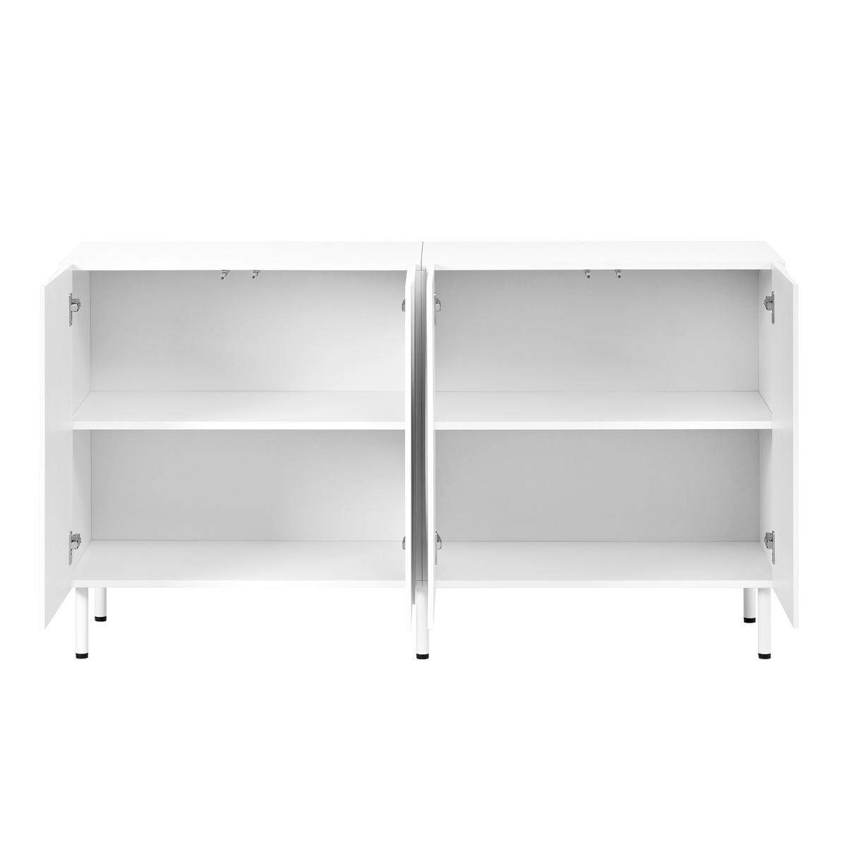 SIDEBOARD DE-37564 140/40/77,5 cm mit 3D-geschwungenen Türen Weiß - Weiß, Holzwerkstoff (140/77.5/40cm) - ComfortXL