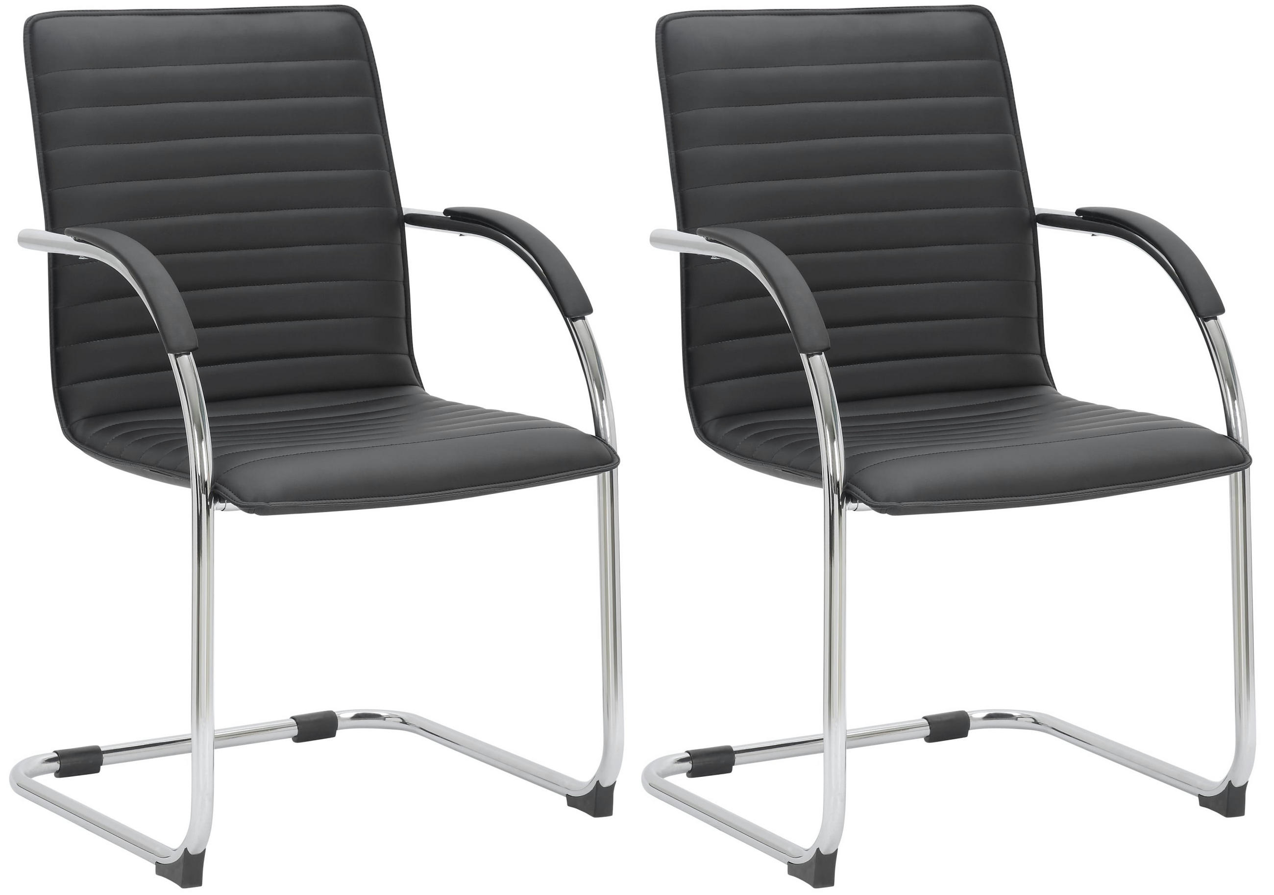 SCHWINGSTUHL 2er Set Lederlook schwarz - Schwarz, Textil/Metall (56/95/60cm) - CLP