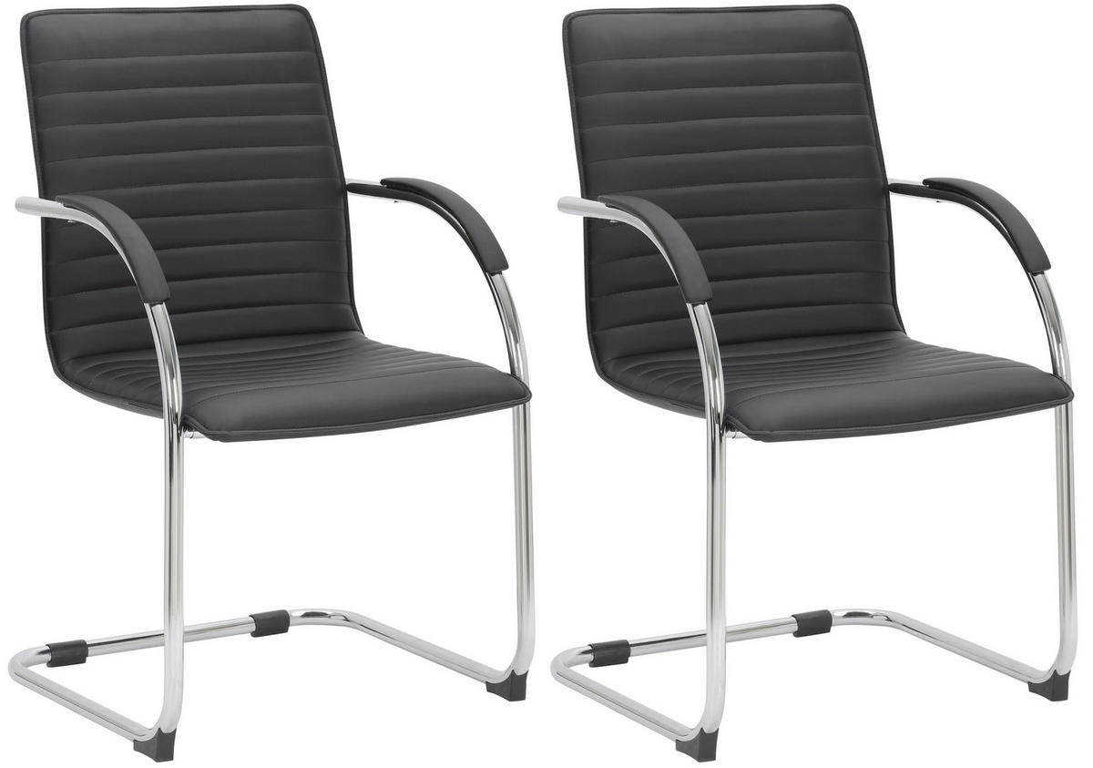 SCHWINGSTUHL 2er Set Lederlook Schwarz - Schwarz, Textil/Metall (56/95/60cm) - CLP