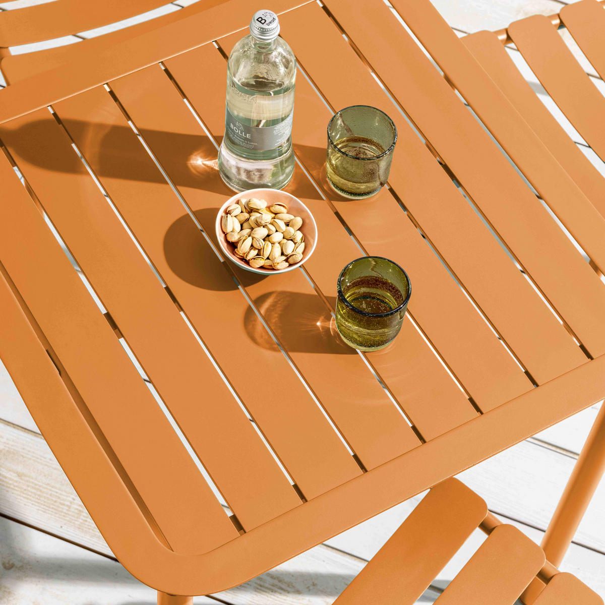 GARTENTISCH quadratisch, Gelb - Gelb, Metall (70/70/75cm) - Oviala