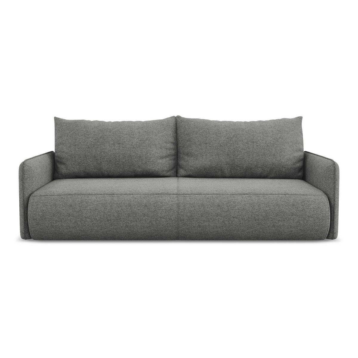 3-SITZER SOFA mit Schlaffunktion Chenille Stoff Grau - Schieferfarben/Schwarz, Kunststoff/Textil (216/86/105cm) - LaMiaSofa