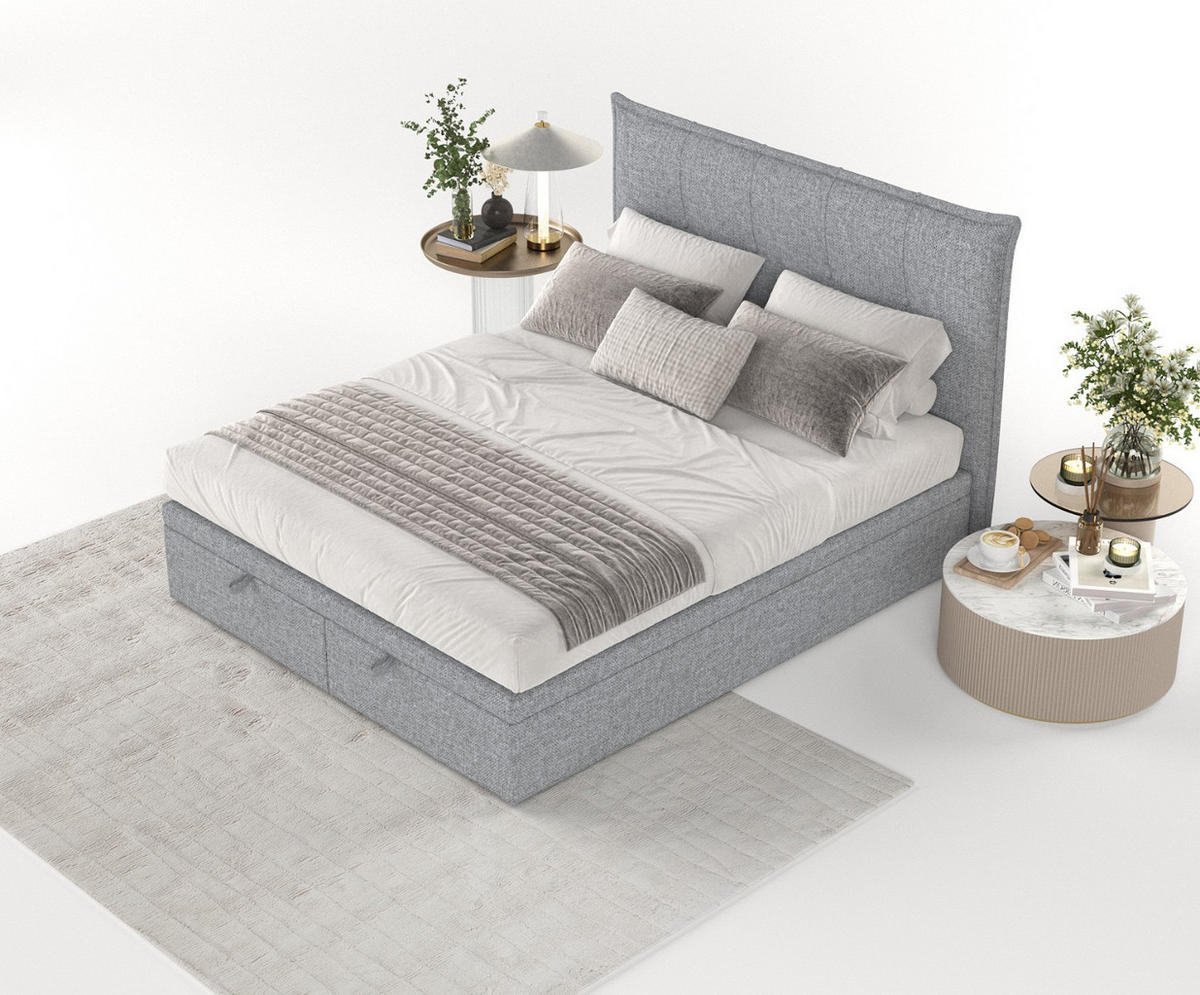 POLSTERBETT Liano mit Stauraum 160/200 cm Grau im Alta Stoff - Schwarz/Grau, Holz/Holzwerkstoff (160/200cm) - AltaBeds