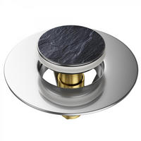 WASCHBECKENSTÖPSEL Pop-Up Granit - Schwarz, Metall (6/4/5cm) - Sanilo
