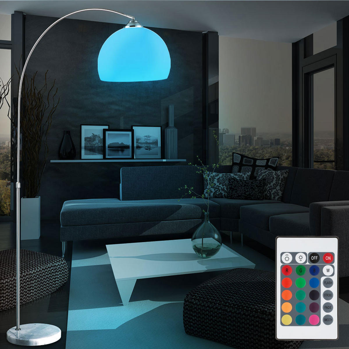 LED STEHLEUCHTE NEWCASTLE Silber Metall - Silberfarben, Metall (92/30/196cm) - Globo Lighting