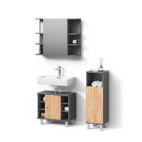 BADMÖBEL-SET Fucino Anthrazit/Goldkraft Eiche 3 Teile mit Midischrank - Anthrazit/Eiche Wotan, Holzwerkstoff (60/54/32cm) - Livinity®