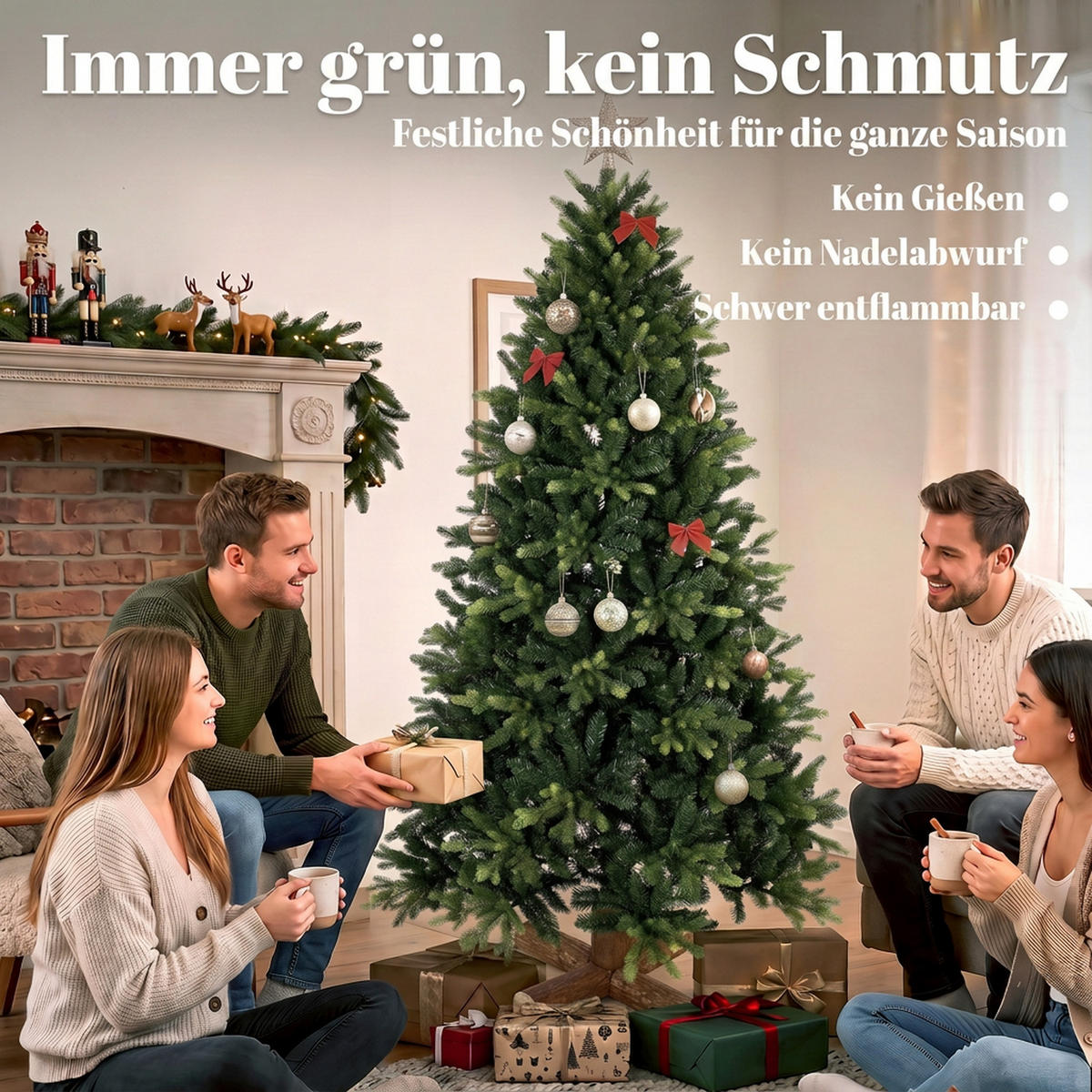 WEIHNACHTSBAUM PE PVC Grün - Grün, Kunststoff (180cm) - HOMCOM