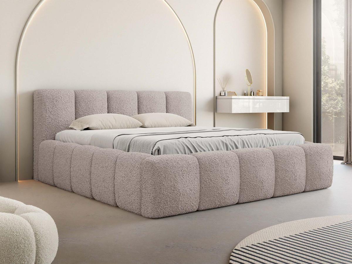 POLSTERBETT Kevson Boucle - Beige, Holzwerkstoff/Textil (180/200cm) - MIRJAN24
