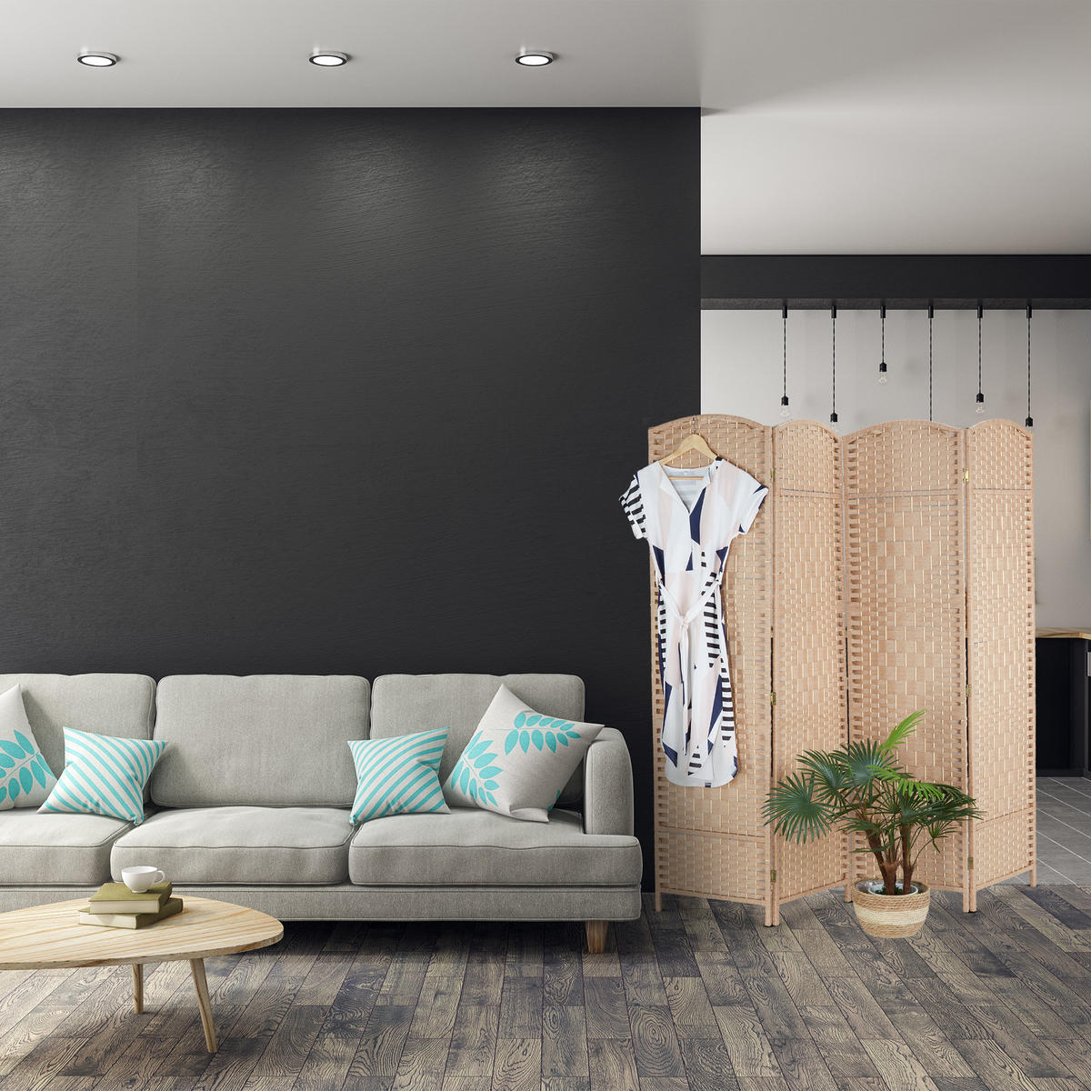 PARAVENT - Hellbraun, Holz/Papier (180/180/2cm) - Relaxdays