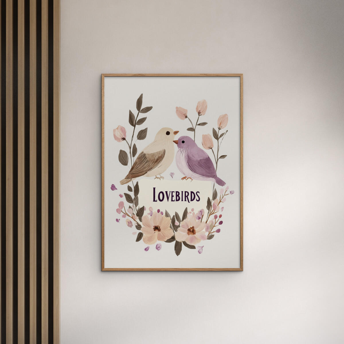 POSTER mit Rahmen Treechild - Lovebirds - Eichefarben/Multicolor, Holz/Papier (30/40cm) - Poster&Frame