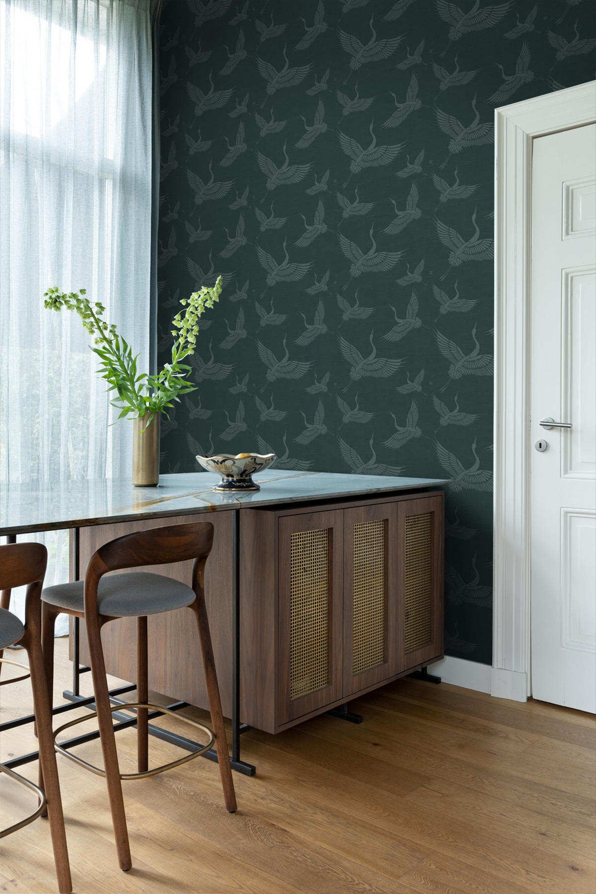 TAPETE Kraniche 53 cm x 10.05 m - Blau, Papier (53/1000cm) - Origin Wallcoverings