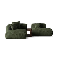 ECKSOFA modular links Martina aus Samt grün 2 Sitzplätze - Grün, Textil (176/285cm) - Micadoni