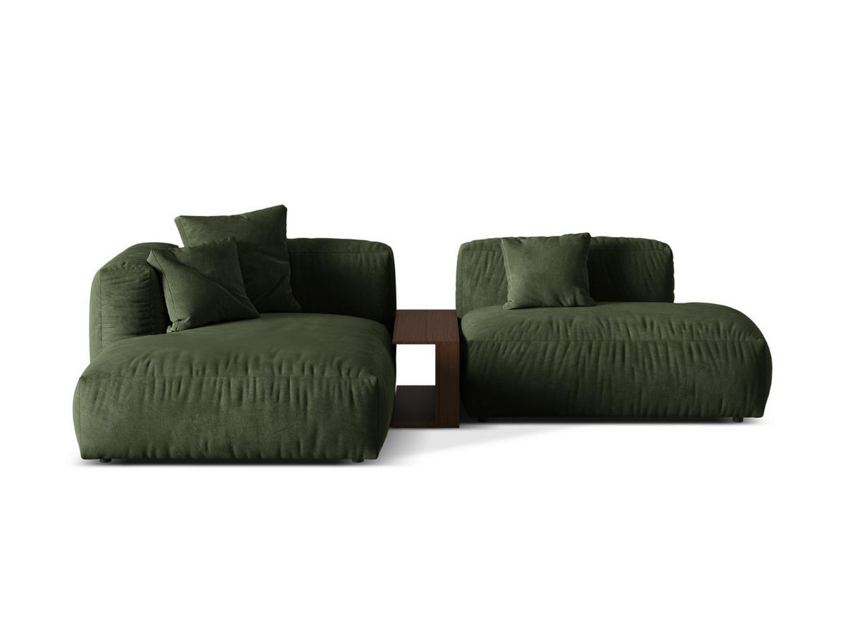 ECKSOFA modular links Martina aus Samt grün 2 Sitzplätze - Grün, Textil (176/285cm) - Micadoni