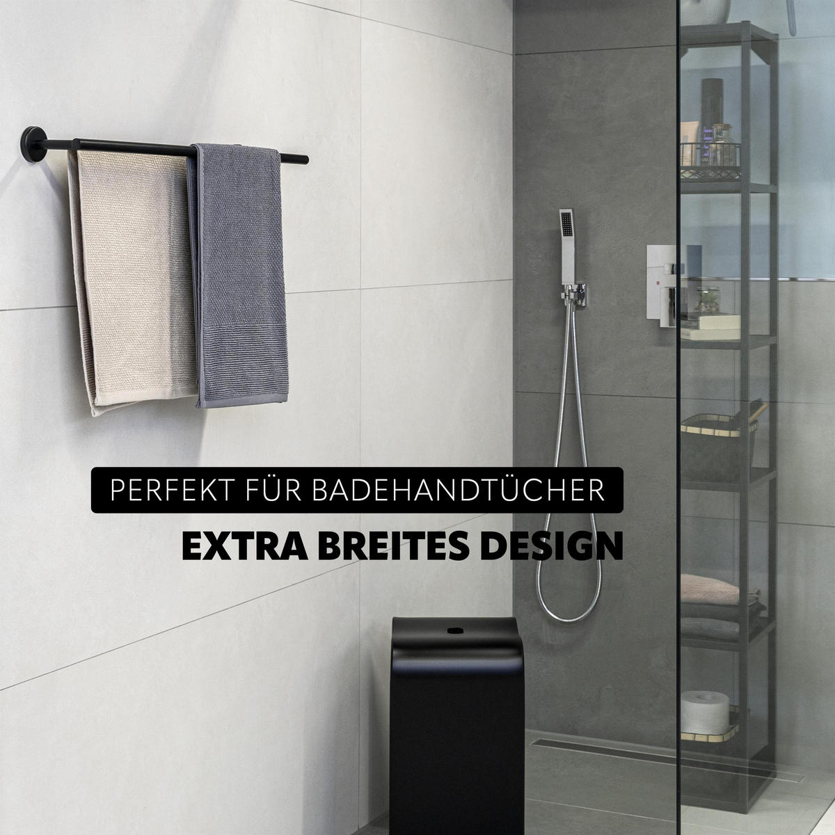 BADETUCHSTANGE PIAZZA BLACK, schwarz - Schwarz, Kunststoff (70/6/14cm) - bremermann