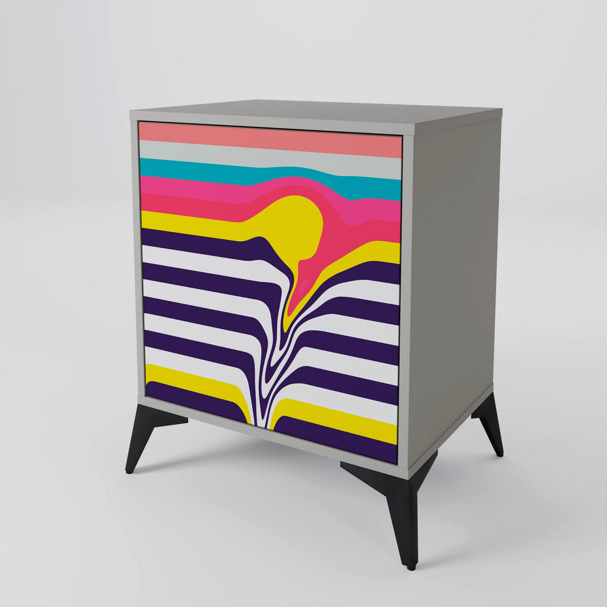 SIDEBOARD TONE COLLAPSE, Grau, 57,5x42x75,5 cm, Goldfarbene Metallfüße - Goldfarben/Multicolor, Holzwerkstoff/Metall (57.5/75.5/42cm) - SpaceRebels